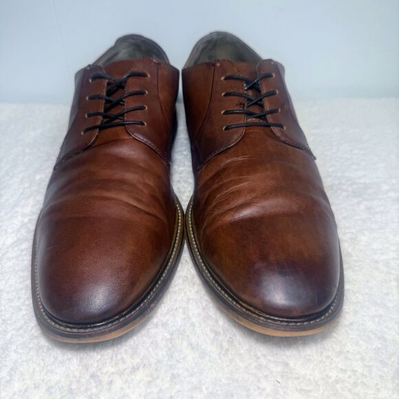 Aston Grey Shoes Mens 13 Grenasien Dress Plain Toe Oxford Brown Leather Lace Up - Picture 3 of 8